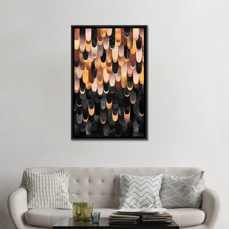 «Feathered - Copper & Black» par Elisabeth Fredriksson - impression sur toile tendue, H 48 po x l 32 po x P 1,5 po