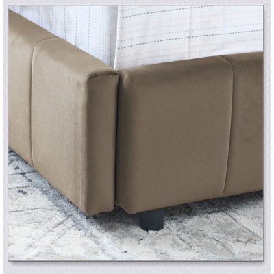 Storage Upholstered Tufted Bed Frame, Sofa - Like, Backrest, Armrests, Velvet
