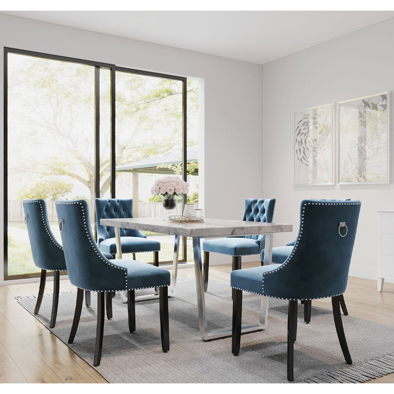 Bogard 6 - Person Dining Set, Blue