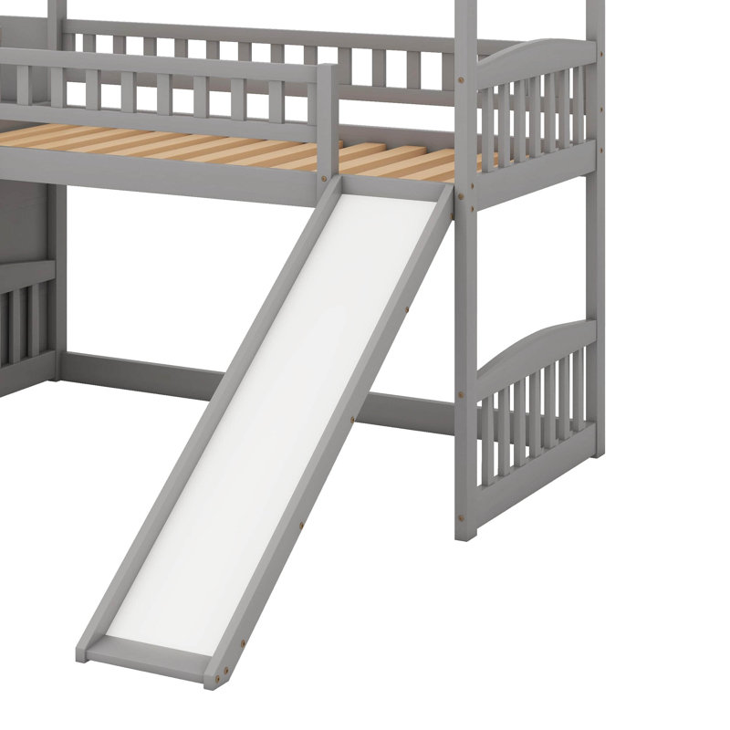 Twin Loft Bed With Slide, Grey