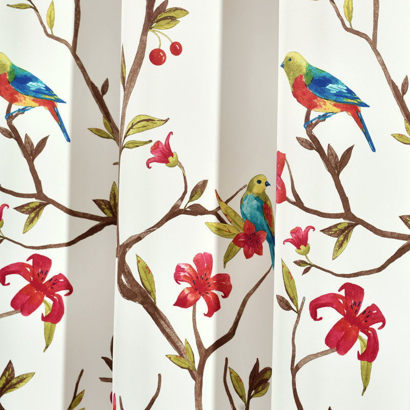 Room Darkening Curtain Pair, 52" W x 84" L, Red/Green/Beige