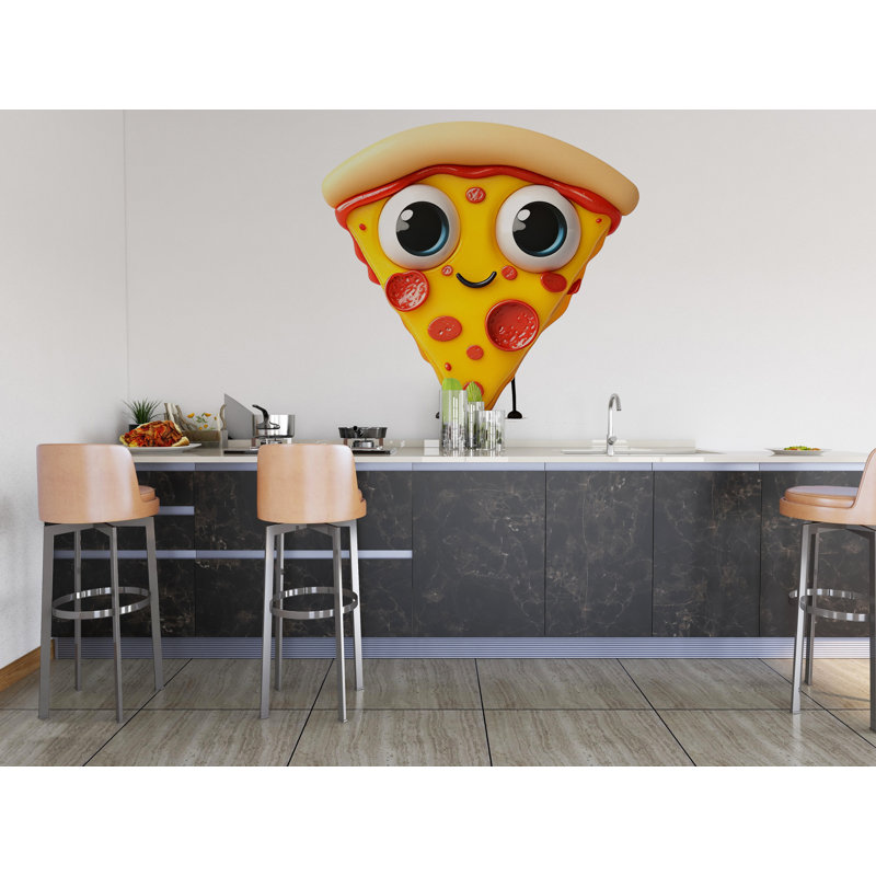 Adorable affiche de pizza, caricature de pizza, café, art mural 389Mv, H 13 po x l 24 po