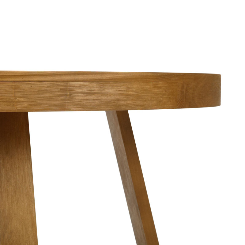 Carlesha Solid Pine Wood Round Dining Table, Pecan