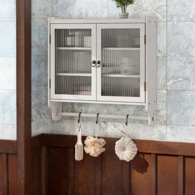 24.8"Glass Door Vintage Double Door Wall Cabinet