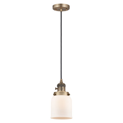 Franklin Restoration - Amberlynn - 1 Light 5" Cord Hung Mini Pendant - On-Off Turn Switch - LED Bulb - Chrome Finish - White Shade