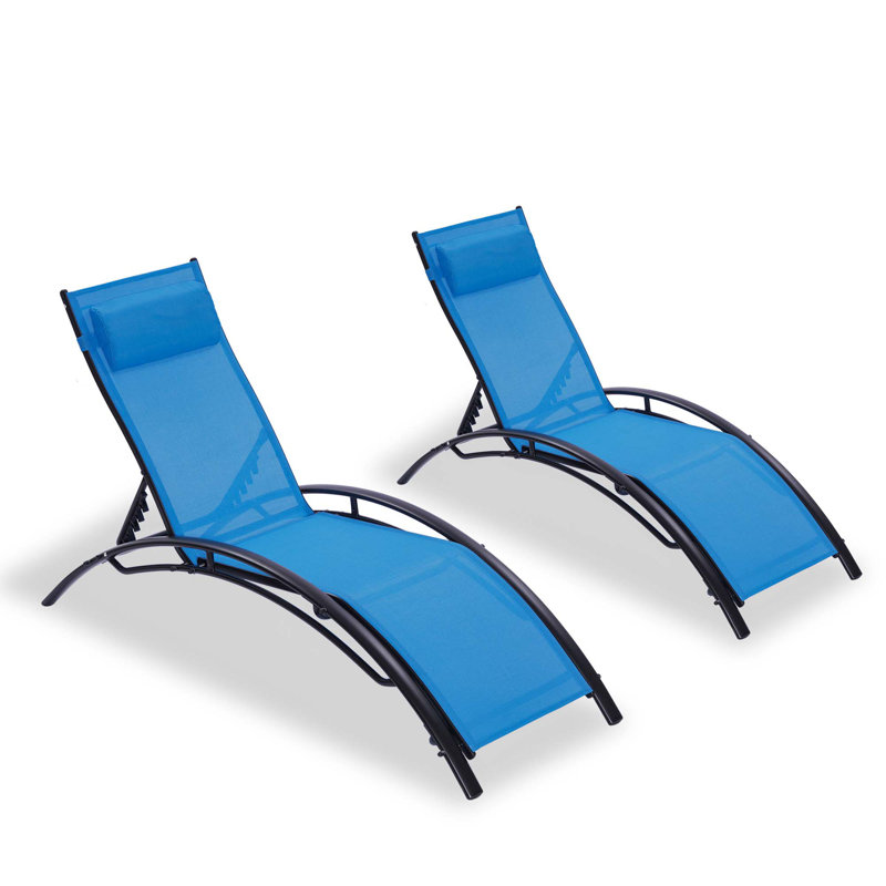 Chaise longue d'extérieur en métal Emolene, Bleu