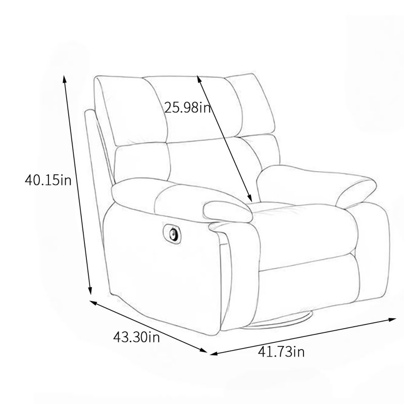 Suede Recliner With 360° Swivel And Plush Filling Swivel Recliner, Ivory Polyester Blend