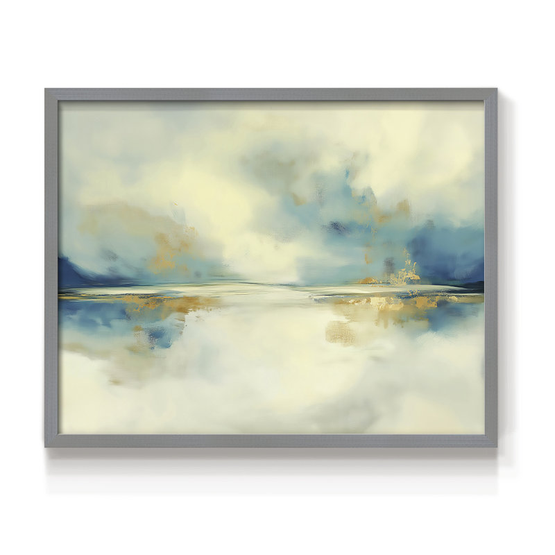 Abstract Series-XCVI -Framed Print - Restickable, Grey, 16" H x 20" W