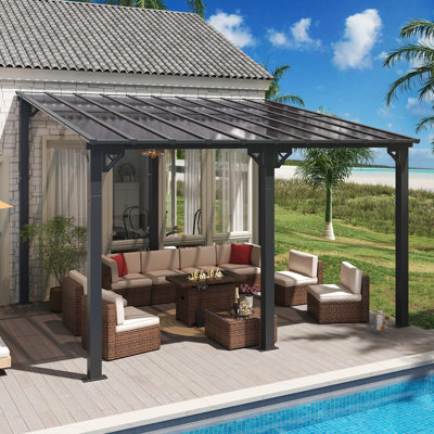 13 Ft. W x 12 Ft. D Metal Pergola with Canopy