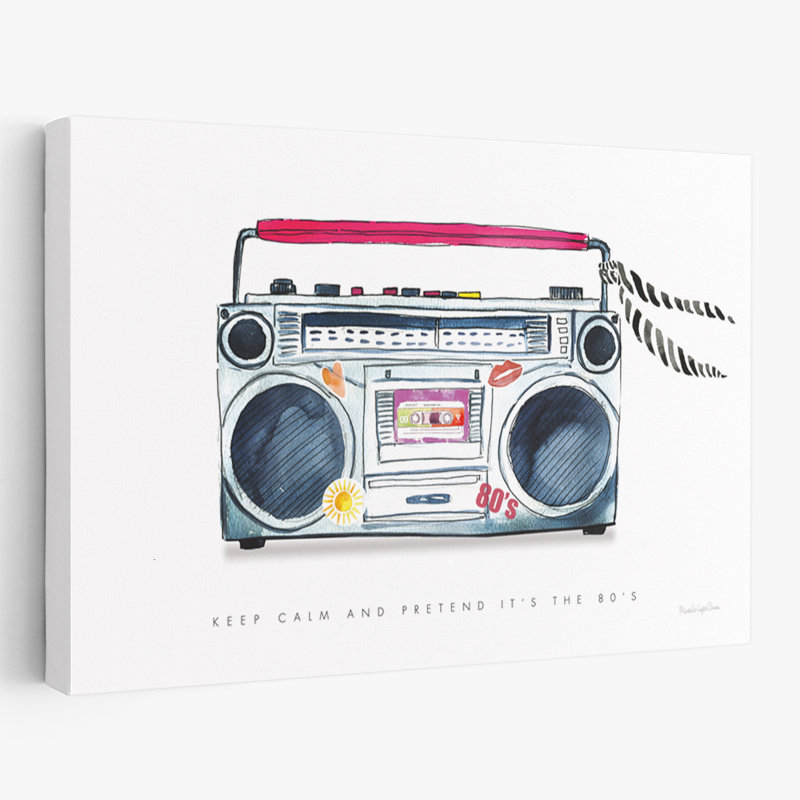 Boombox Love - 80S Black Boombox Cassette Art, 16" H x 24" W