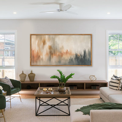 Textured abstract painting in stripes Framed Wall Art, Ready to Hang, 60 x 30 Inches