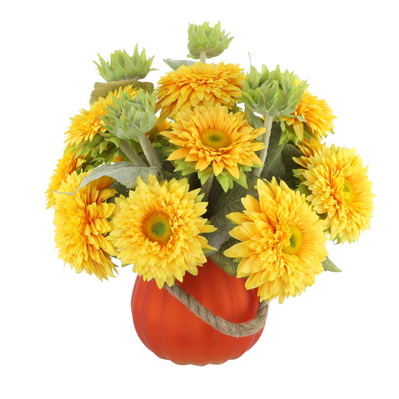 Arrangement d'automne tournesol dans un vase en verre