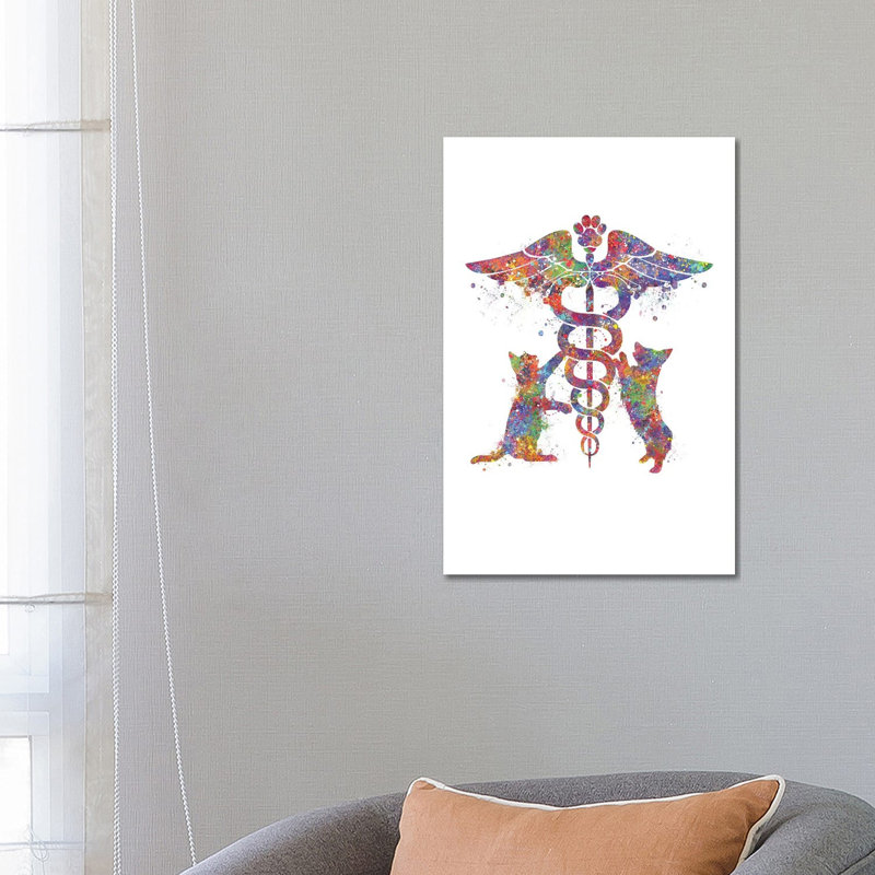 Caduceus Vet Cat by Genefy Art - Wrapped Canvas Print, 66.04 cm H x 45.72 cm W x 1.91 cm D