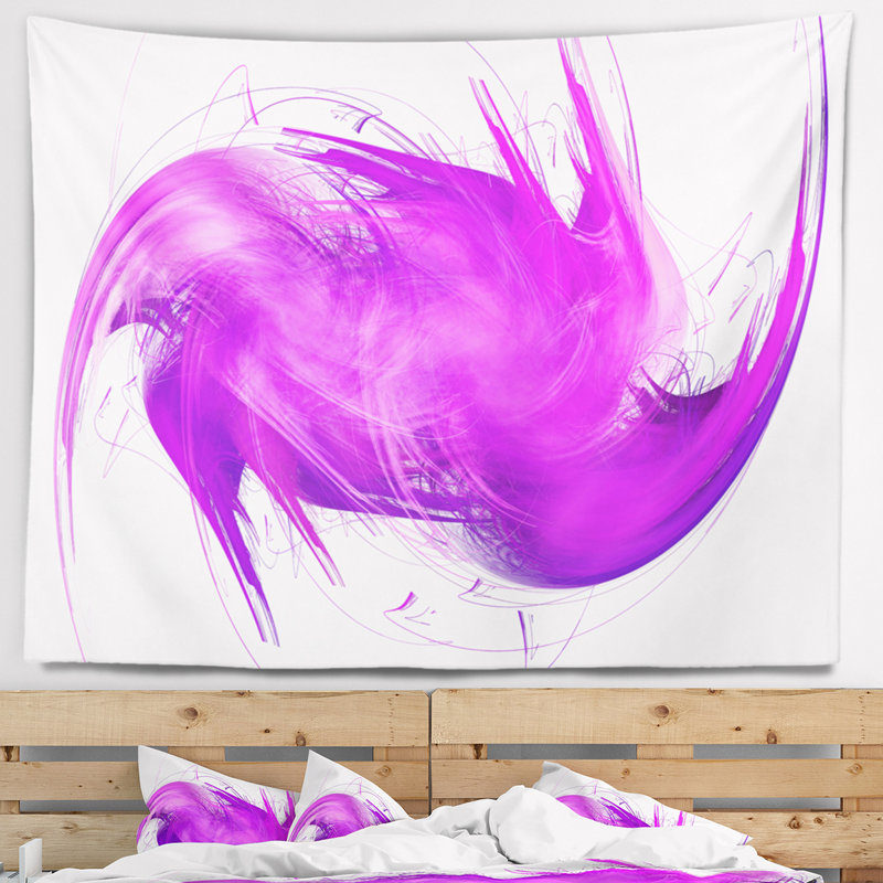 Tapisserie abstrait abstrait à motif fractal mauve, H 32 po x l 39 po