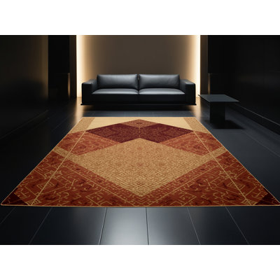 Tapis oriental traditionnel Ramirez lavable à la machine en brun - reliure brun clair