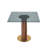 33.5" Modern Small Dining Table with Boomerang Shaped Solid Rubberwood Base, Gray Tempered Glass Top,  Square Styles, Apartment, Kitchen Nook & Café Table for 2-4 People  