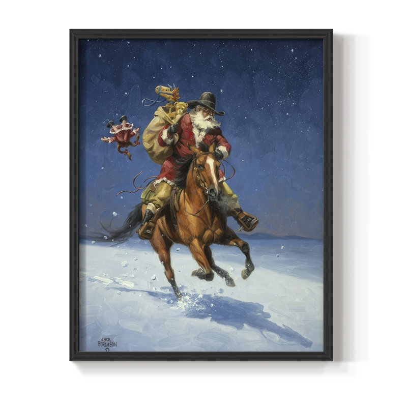 «Midnight Rider», reproduction encadrée - bois massif, Noir, noir, noir, noir, H 11 po x l 9 po