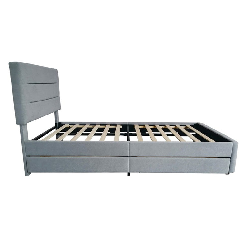 Upholstered Storage Bed, Grey, Single (3')