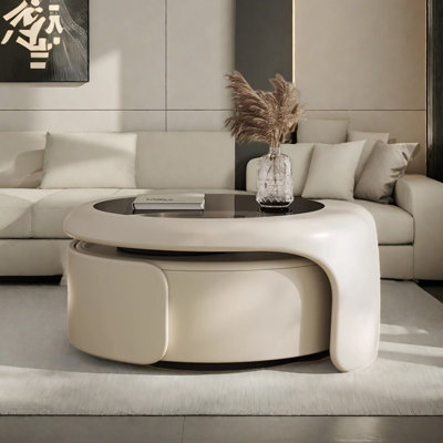 Table basse ronde de ton crème