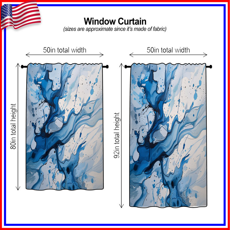 Rideaux abstraits, voilages et voilages abstraits - 1 panneau, 50" x 92" - 1 Panel, Transparent