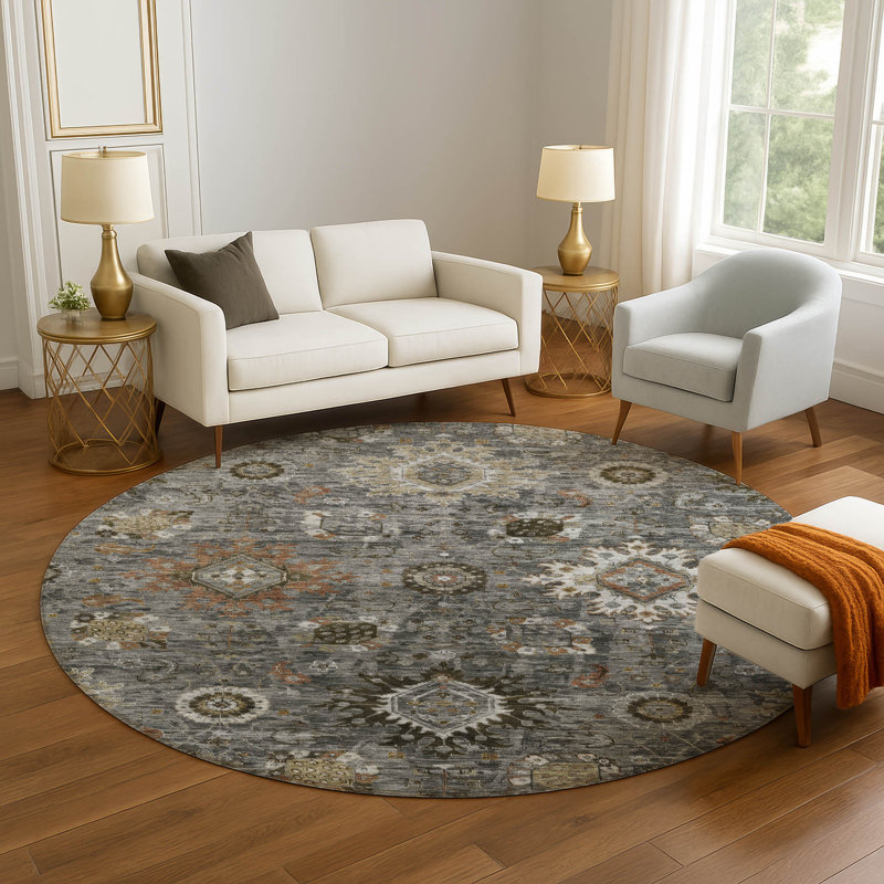 Premium Machine Washable Alaina AMF1927 Global Rug, Round 8'