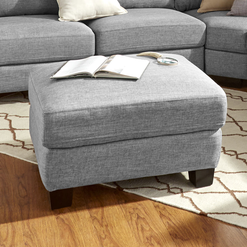 Doggett Upholstered Ottoman, Pewter Grey Linen