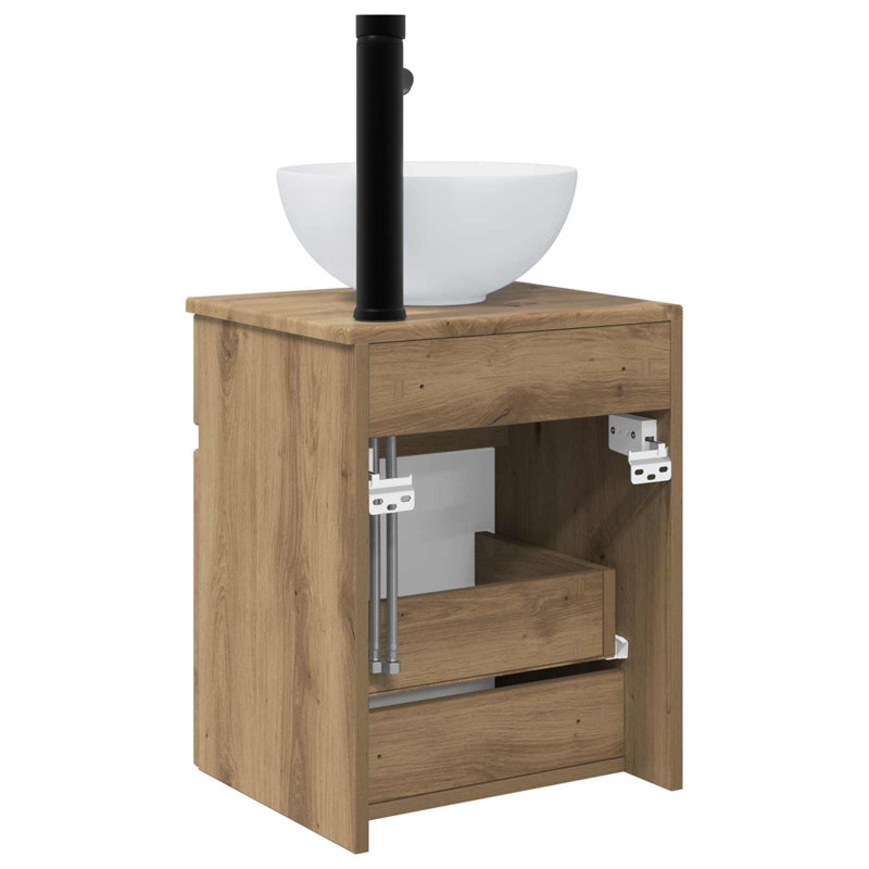 Single Bathroom Vanity with Ceramic Basin, Artisan Oak