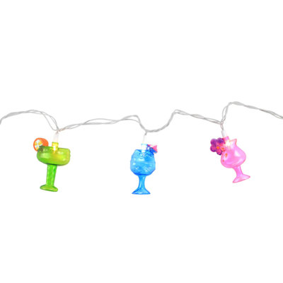 10-Count Vibrantly Colored Cocktail Patio String Light Set 7.25' White Wire