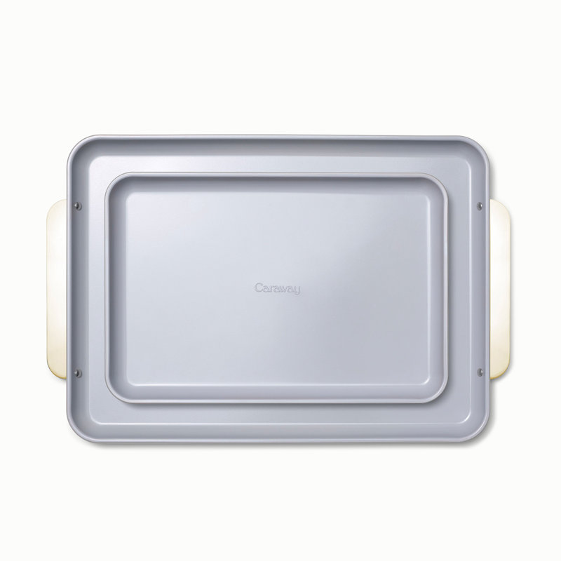 Caraway Iconics Nonstick Ceramic Baking Sheet Duo, White/Gold, White/Gold