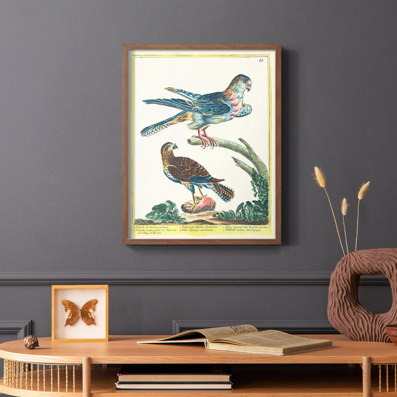 «Pastel Birds III», reproduction encadrée - bois massif, Brun, H 10 po x l 8 po