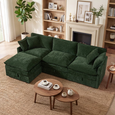 Canapé modulaire en L en chenille de 103 po à 4 places avec sièges de rangement Greer
