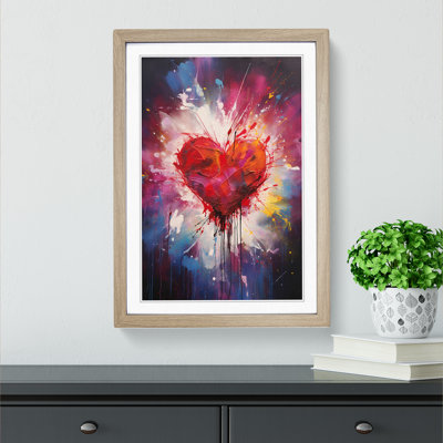 Love Heart Gestural Art - Framed Print