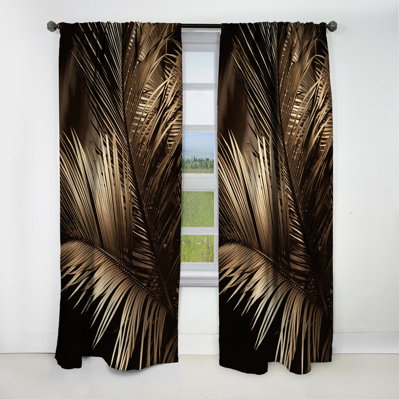 Feuilles de palmier sépia Serenity I - rideau palmiers - rideau occultant floral - 1 panneau, 52" W x 63" L