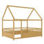 Lit de plancher en bois avec cadre de toit de maison, garde-corps de clôture-933265181