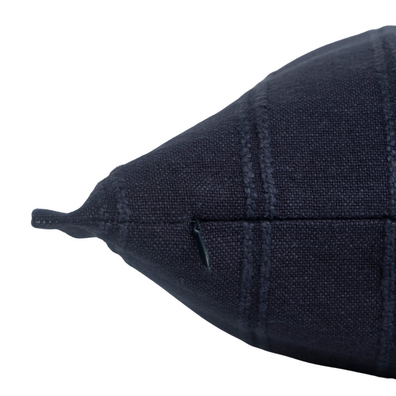 Indigo Stripe Self-Flange Knife Edge Accent Pillow