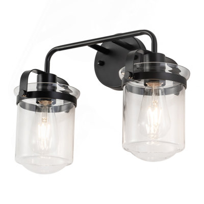 2-Light With Clear Glass Shade, Modern Sconce, Industrial Indoor  Light Fixture For Bathroom Living Room Bedroom Over Kitchen Sink, E26 Socket, [No Bulb]