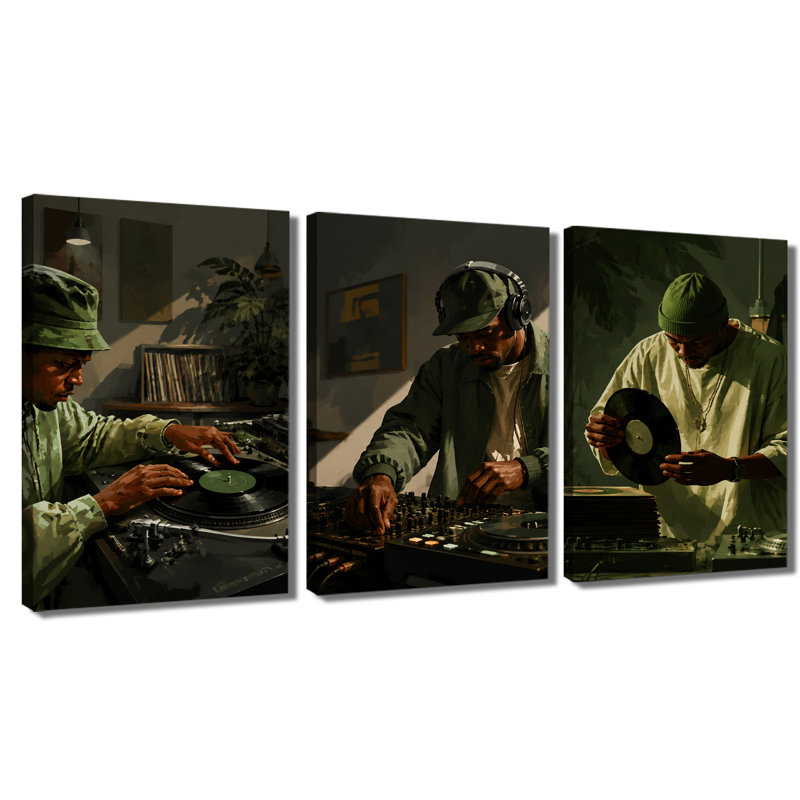 Ensemble de 3 panneaux muraux rétro avec impression de vinyle sur toile pour salon, 28 * 40 pouces * 3