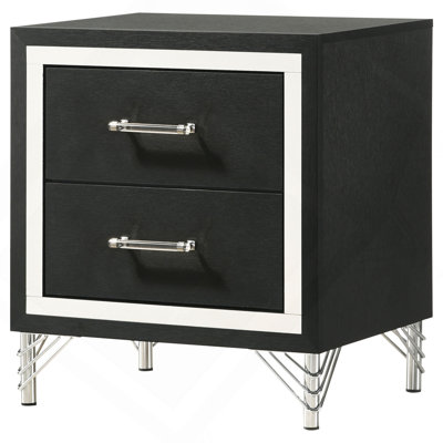 Malcolm Black 2-Drawer Nightstand Bedside Table