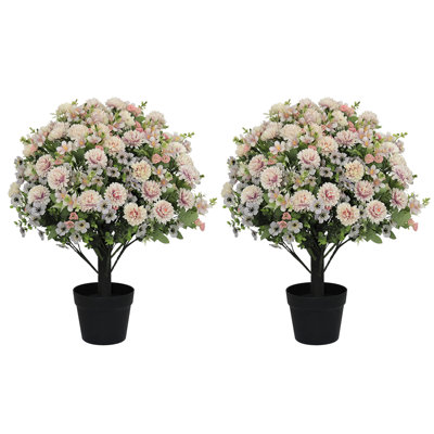 24" Artificial Boxwood Topiary Tree With Daisy Flowers, Faux Silk Potted Plant For Indoor Outdoor, Front Porch Entryway Patio Garden Home Spring Summer Decor