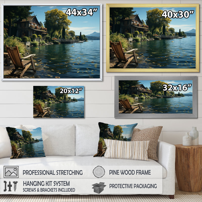 Bernece " Germany Lakeside Serenadea Tranquil ", H 30 po x l 40 po x P 1,5 po, Cadre doré à une seule photo