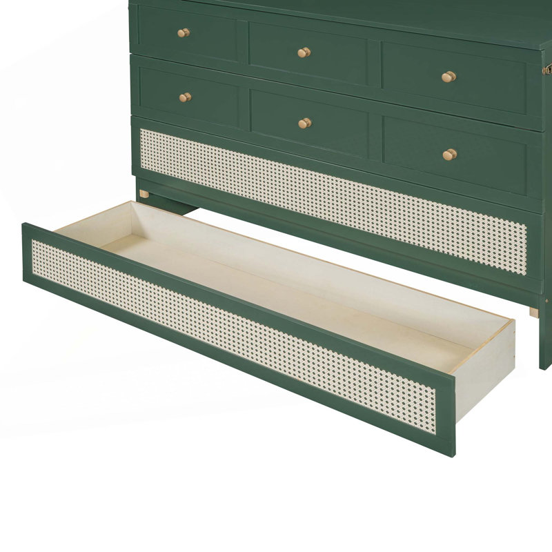 Murphy Bed With Large Drawers, Green