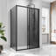 190*100*0.8cm, Safety Aluminum Framed Single-Sided Self-Cleaning Glass Shower Door with Side Panels, Black.