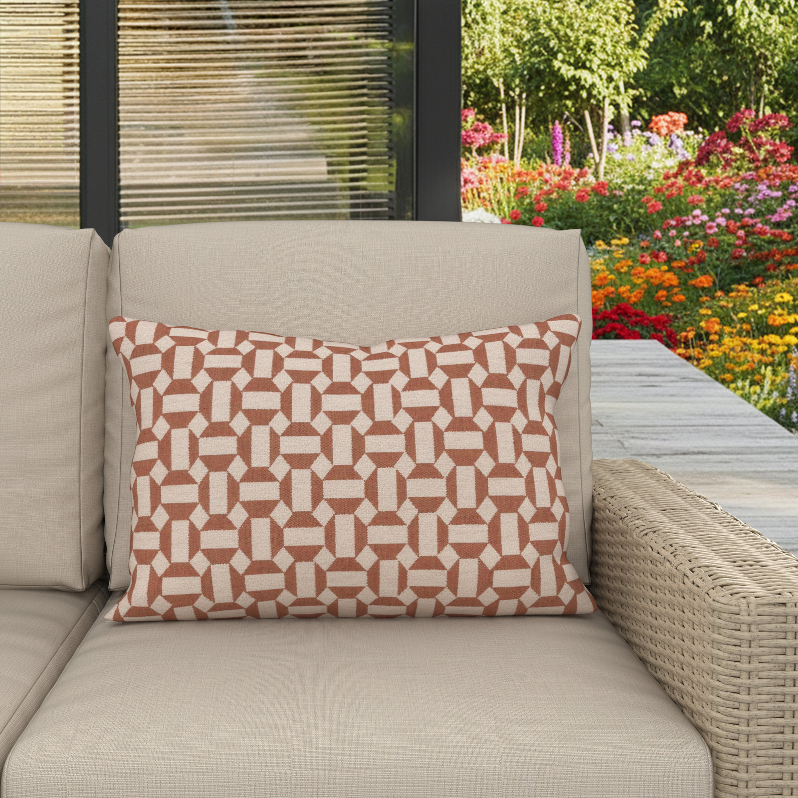 Risette 20" x 3" Sunbrella® Throw Pillow, Assemble Clay