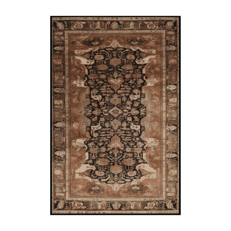 Machine Washable Persian Brown Area Rug, Runner 2' x 4'