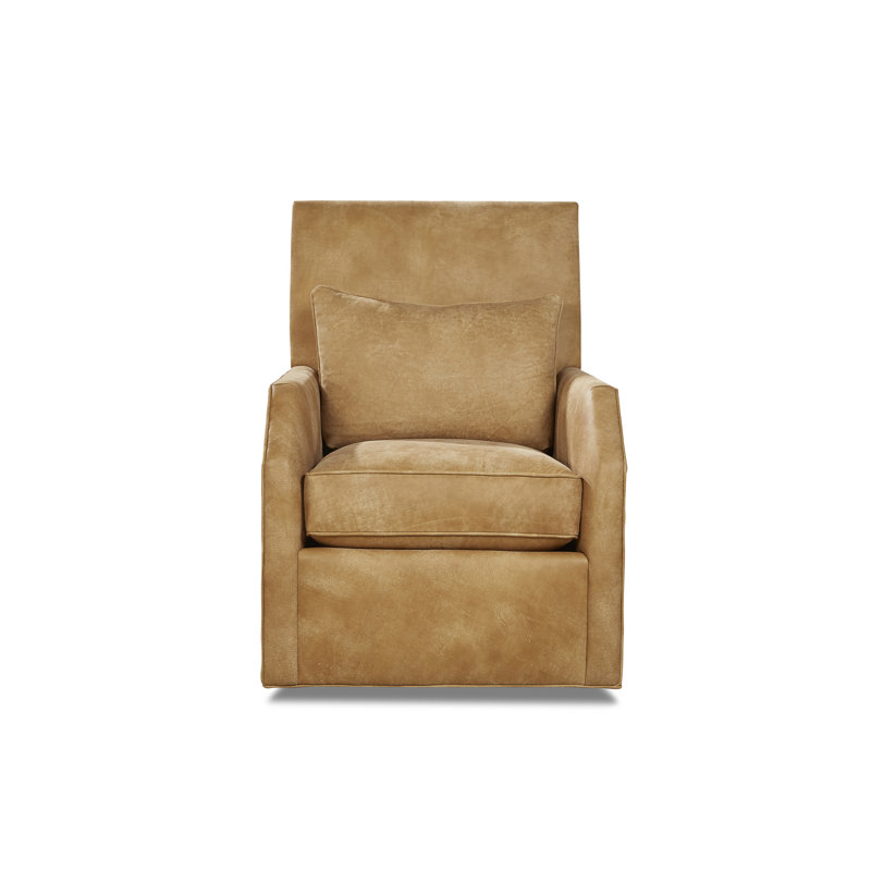 Quincy Leather Swivel Armchair, Ashton
