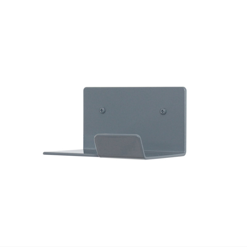 Metal Floating Shelf With Hook, Gray, Right