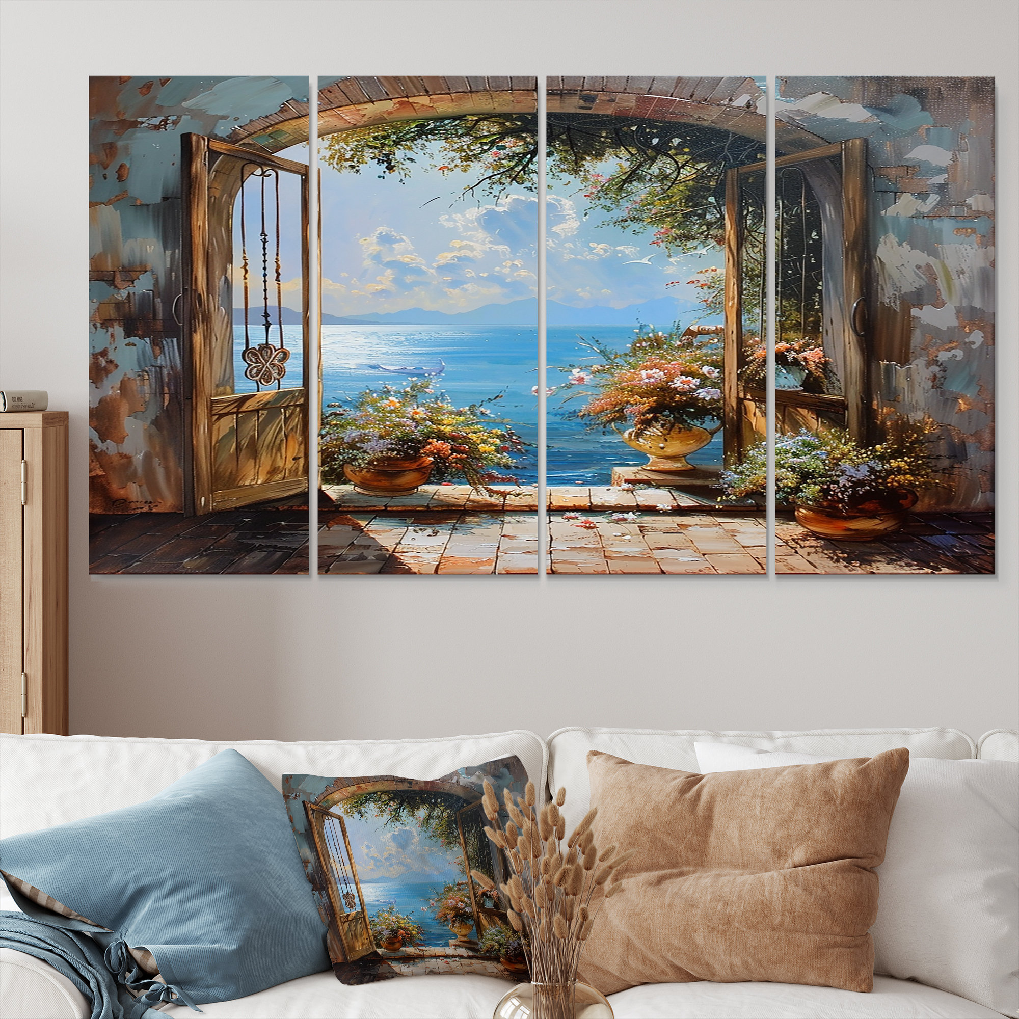 Highland Dunes French Window View On Mediterranean Blue Horizon ...