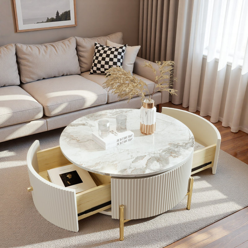 Round Coffee Table With Drawers