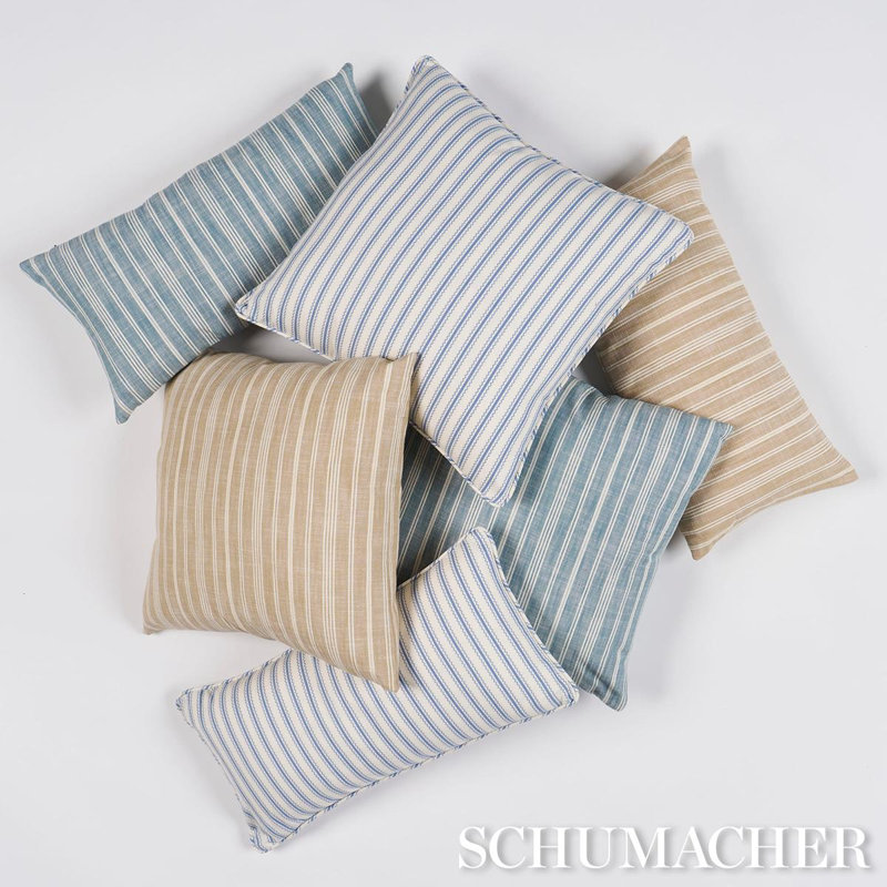 Schumacher x Mark D. Sikes Birdie Ticking Stripe Pillow, 18"H x 18"W, Square