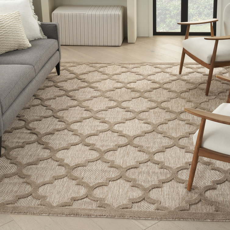 Adianey Red Barrel Studio Easy Care Trellis Brown/Beige Indoor/Outdoor Area Rug
